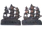 A pair of cast iron Antique Bookends circa 1915 depicting a three deck Man of War